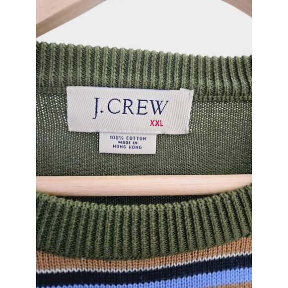 J. Crew Men's Green Vintage Knit Striped Sweater Size XXL - Picture 2 of 6